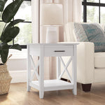 Bush Home End Table with Drawer, Nightstand with Storage, Living Room and Bedroom Furniture, Key West Collection, Washed Gray