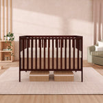Dream On Me Synergy 5-in-1 Convertible Full-Size Baby Crib with Toddler, Day & Full Bed Conversion in White, GreenGuard Gold & BSA, 3 Mattress Heights, Sustainable Pinewood