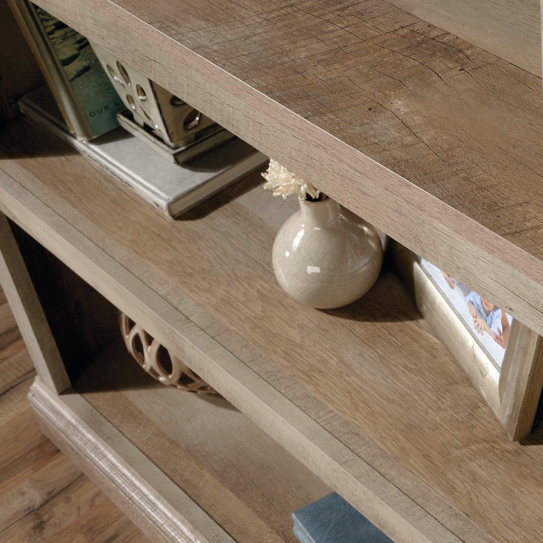 Sauder 5-Shelf Split Bookcase/ Book shelf, Oiled Oak finish