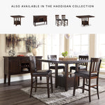 Signature Design by Ashley Haddigan Upholstered Barstool, 2 Count, Slat Back Design, Cushioned Seat, Wood, 25.5" H, Dark Brown