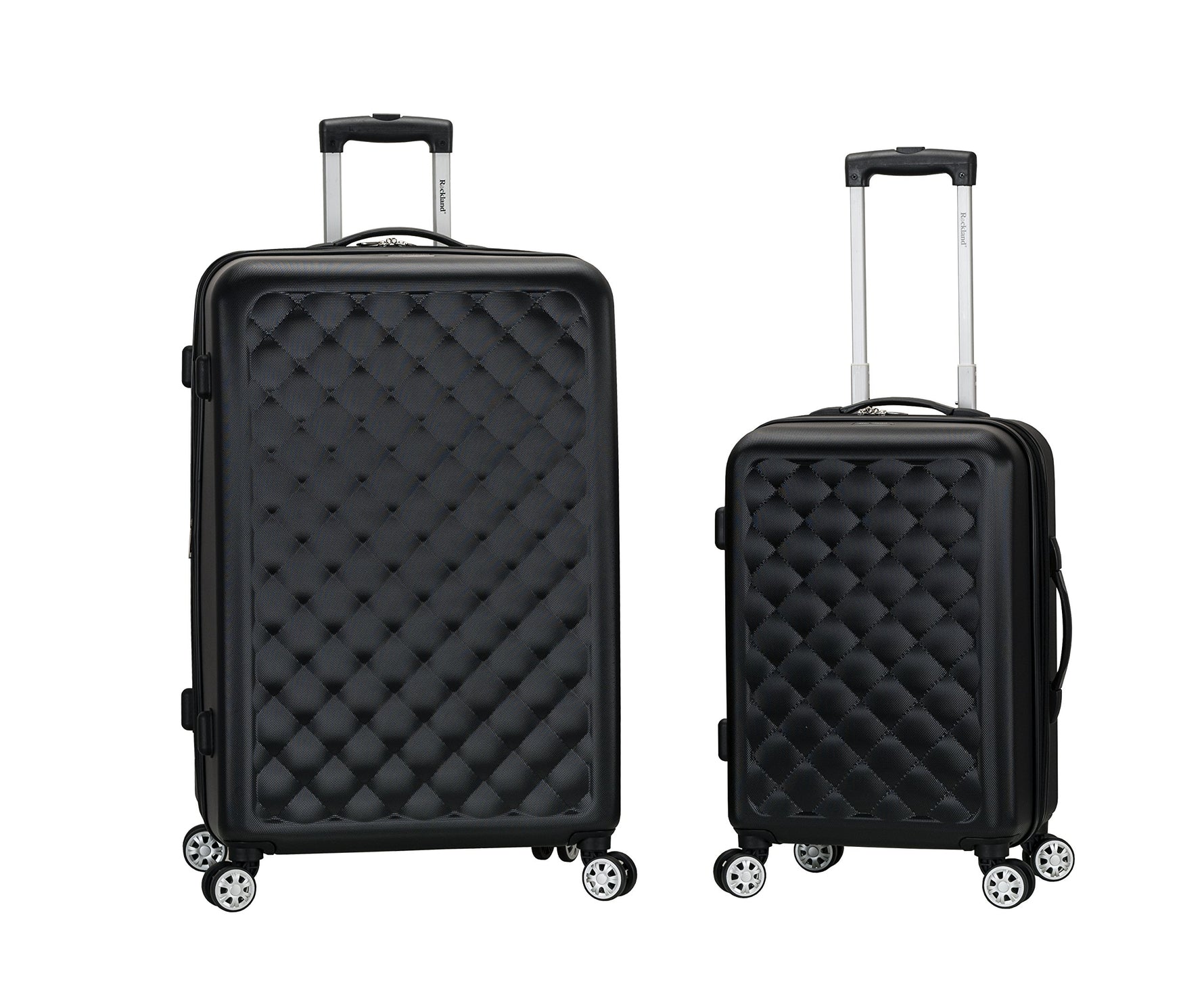 Rockland Melbourne Hardside Expandable Spinner Wheel Luggage, Checked Large 28", Black