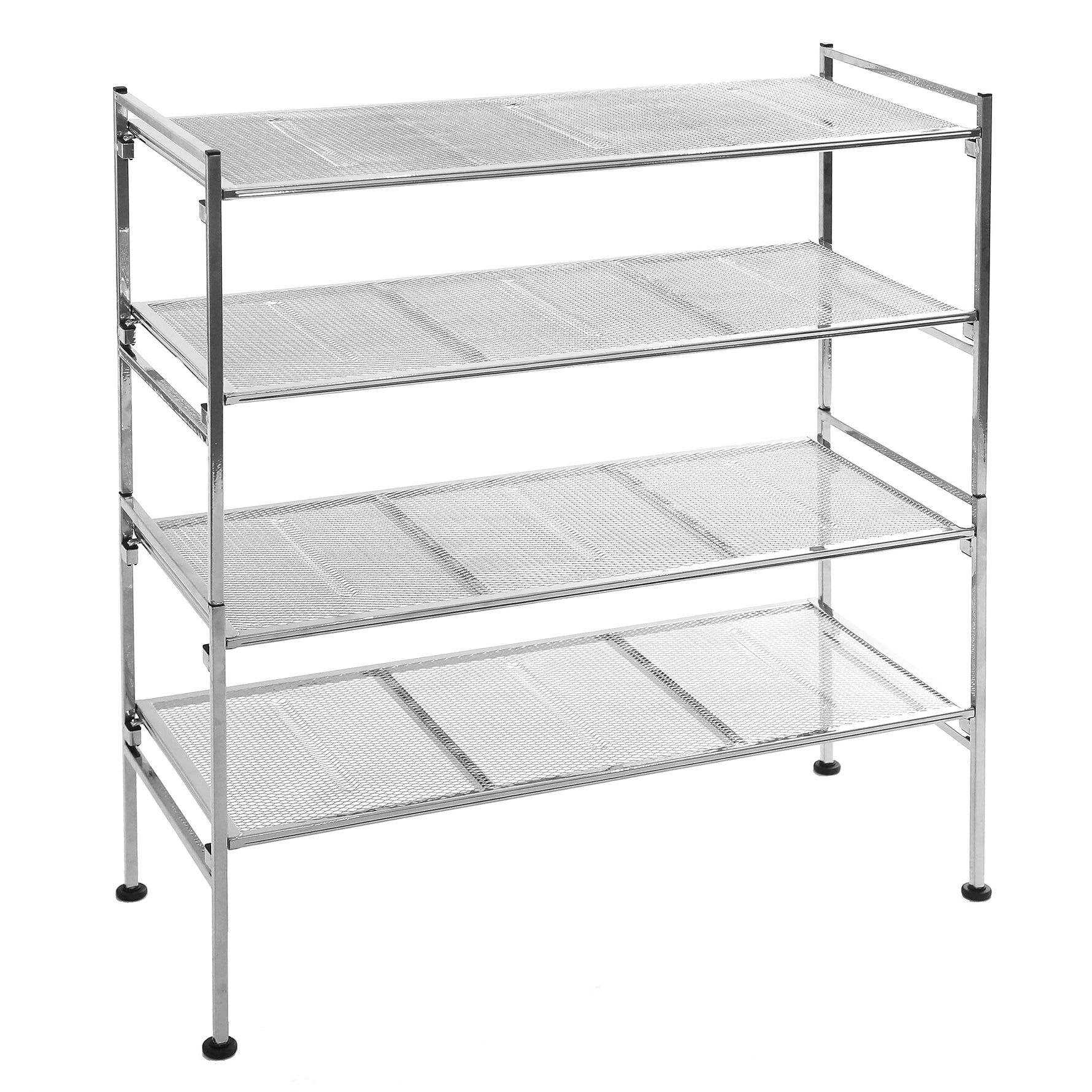 3-Tier Stackable 1" Slat Steel Frame Shoe Rack, 27.25"W x 12.75"D, Espresso | Interlocking modular design maximizes storage while the sturdy steel frame holds up to 12 pairs of shoes (Patented Design)