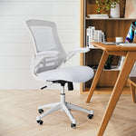 Flash Furniture Kelista Mid-Back Swivel Office Chair with Adjustable Seat Height, Ergonomic Mesh Desk Chair with Flip-Up Armrests, Black