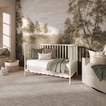Dream On Me Synergy 5-in-1 Convertible Full-Size Baby Crib with Toddler, Day & Full Bed Conversion in White, GreenGuard Gold & BSA, 3 Mattress Heights, Sustainable Pinewood
