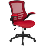 Flash Furniture Kelista Mid-Back Swivel Office Chair with Adjustable Seat Height, Ergonomic Mesh Desk Chair with Flip-Up Armrests, Black