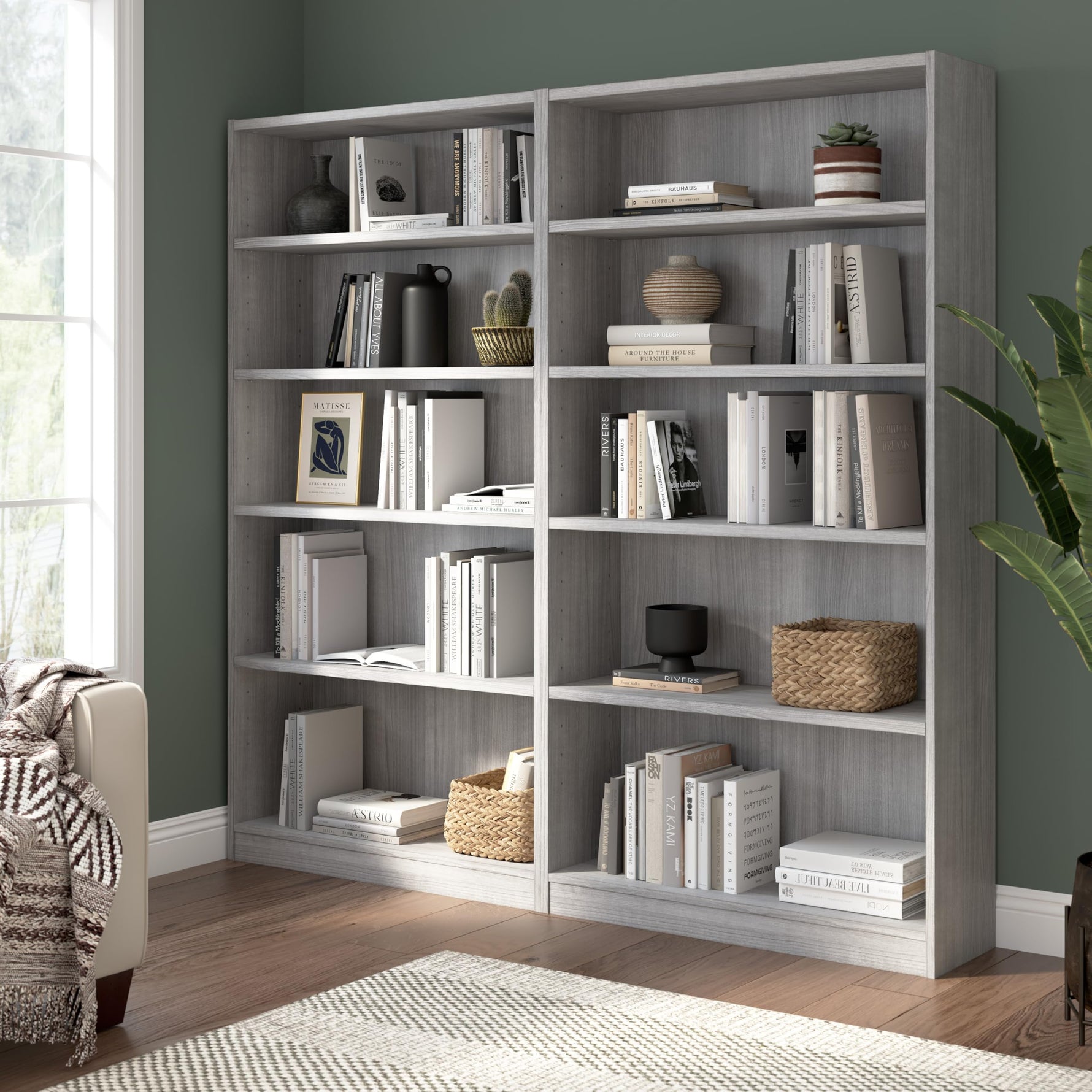 Bush Home Universal Small 2 Shelf Bookcase in Black, Low Storage and Display Bookshelf for Home Office or Living Room Organization