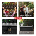 Keter Solana 70 Gallon Storage Bench Deck Box for Patio Furniture, Front Porch Decor and Outdoor Seating – Perfect to Store Garden Tools and Pool Floats, Graphite