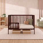 Dream On Me Synergy 5-in-1 Convertible Full-Size Baby Crib with Toddler, Day & Full Bed Conversion in White, GreenGuard Gold & BSA, 3 Mattress Heights, Sustainable Pinewood