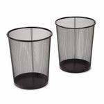 2-Pack 6-Gallon Round Steel Mesh Trash Can, Recycling Wastebasket, Black | Versatile and ventilated bin measures 13.75" high with a 11.5" top diameter