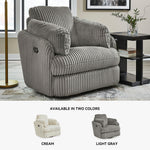 Signature Design by Ashley Tie-Breaker Swivel Glider Recliner, 2 Bolster Pillows, Hidden Storage, Fabric Upholstery, 41.38" W x 40.25" D x 39.75" H, Light Gray