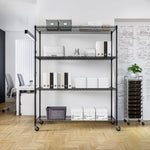 UltraDurable 5-Tier NSF Steel Wire Shelving, 48"W x 24"D x 76"H, Black | Heavy-duty commercial-grade solid steel wire storage rack featuring 800 pounds per shelf weight capacity