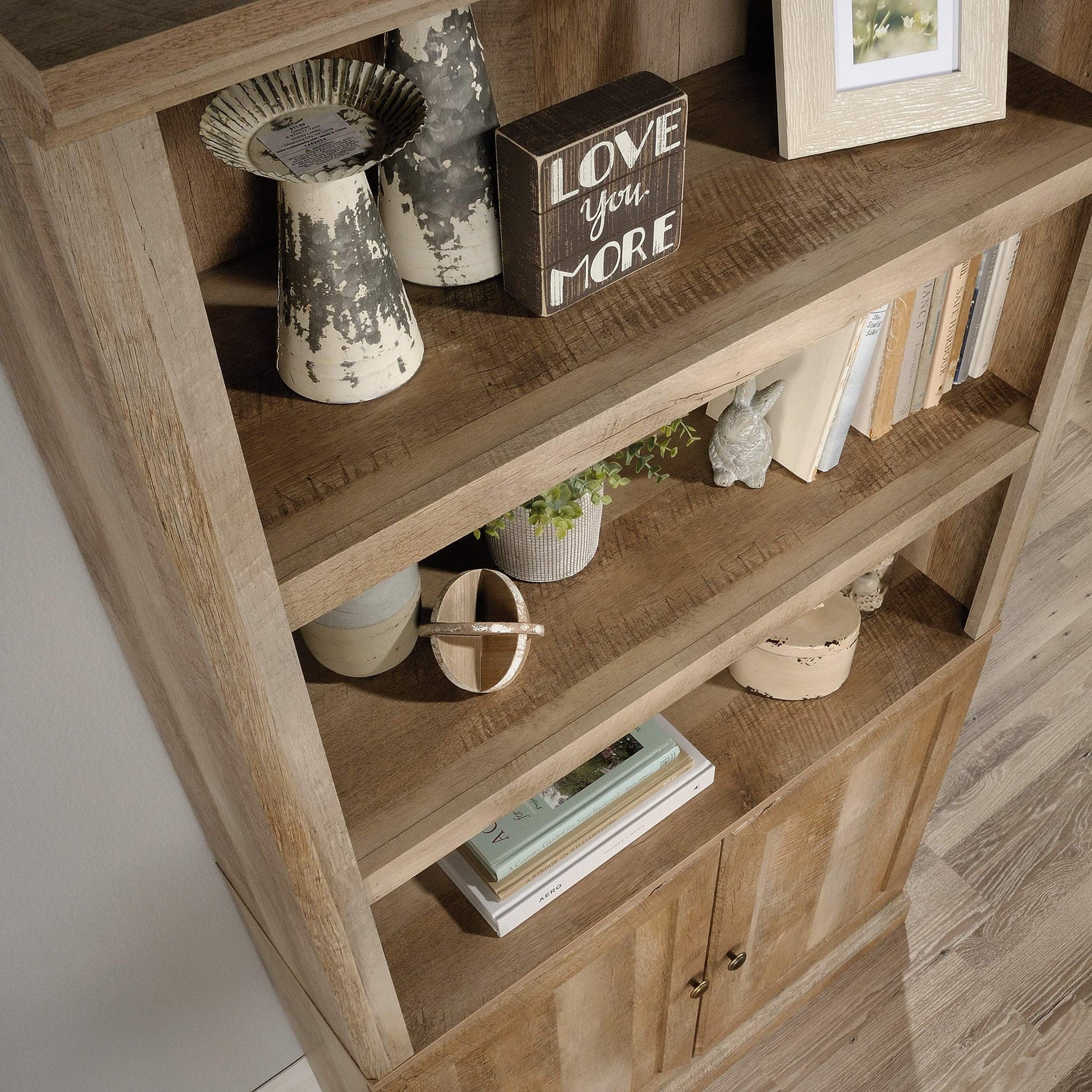 Sauder Miscellaneous Storage 5-Shelf/Book Shelf 2-Door Bookcase, Glacier Oak Finish