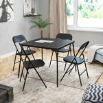 Flash Furniture Madelyn 33.5" Square Folding Multipurpose Card Table with Padded Vinyl Top, Portable Folding Game Table for 4 Players, Black