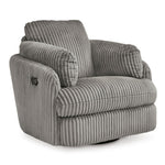 Signature Design by Ashley Tie-Breaker Swivel Glider Recliner, 2 Bolster Pillows, Hidden Storage, Fabric Upholstery, 41.38" W x 40.25" D x 39.75" H, Light Gray