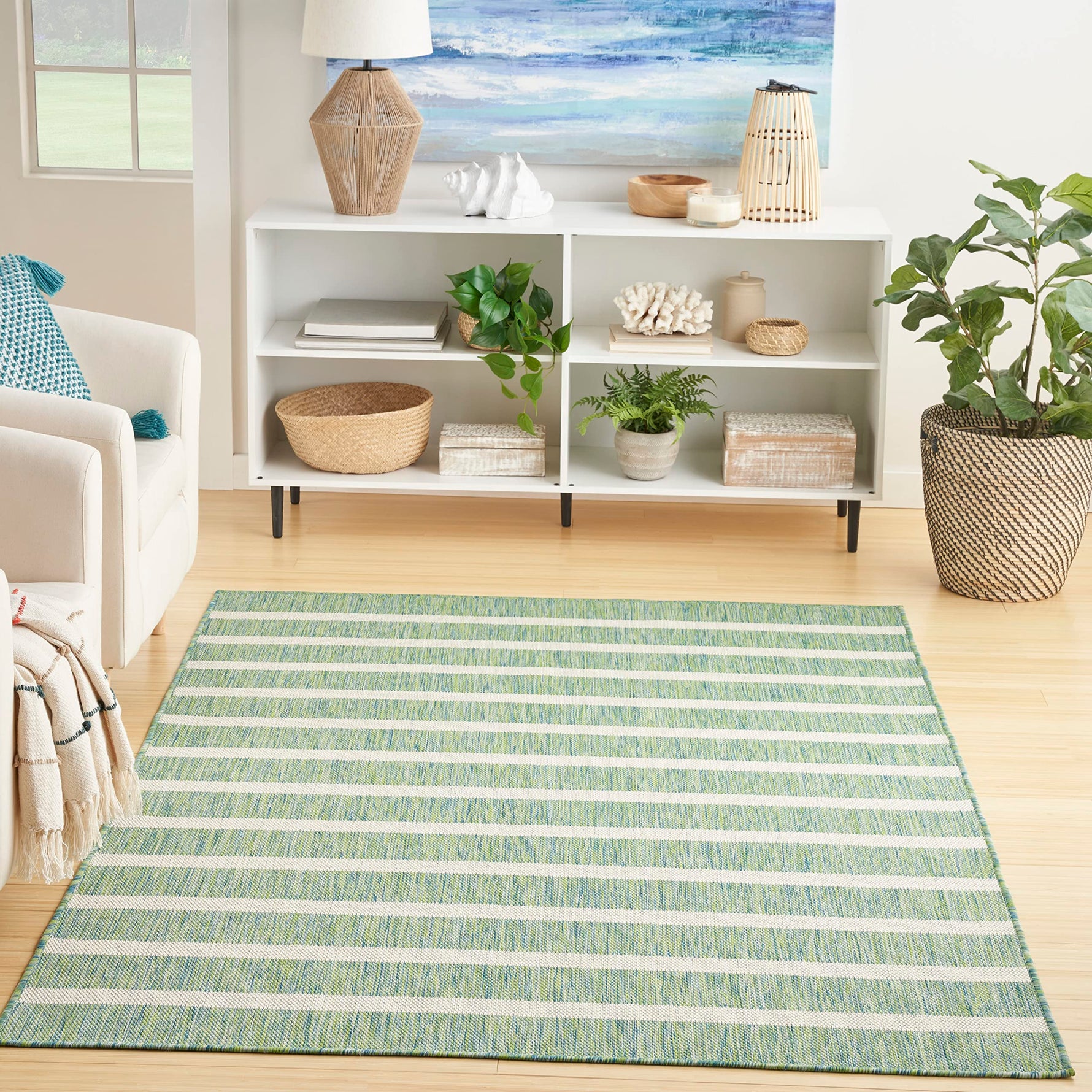 Nourison Home Positano Navy Ivory 8' x 10' Area Rug - Easy Clean, Non Shedding, Bed Room, Living Room, Dining Room, Kitchen (8' x 10')