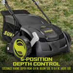 Sun Joe Corded Electric Dethatcher & Scarifier with 8-Gal Bag, 12.6-Inch Cutting Width, 12-Amp Motor - Heavy-Duty Yard Trimmer for Gardening Care and Lawn Maintenance, AJ801E