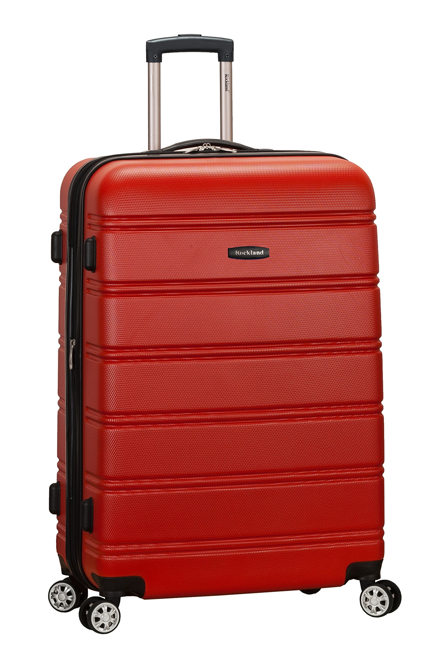 Rockland Melbourne Hardside Expandable Spinner Wheel Luggage, Checked Large 28", Black