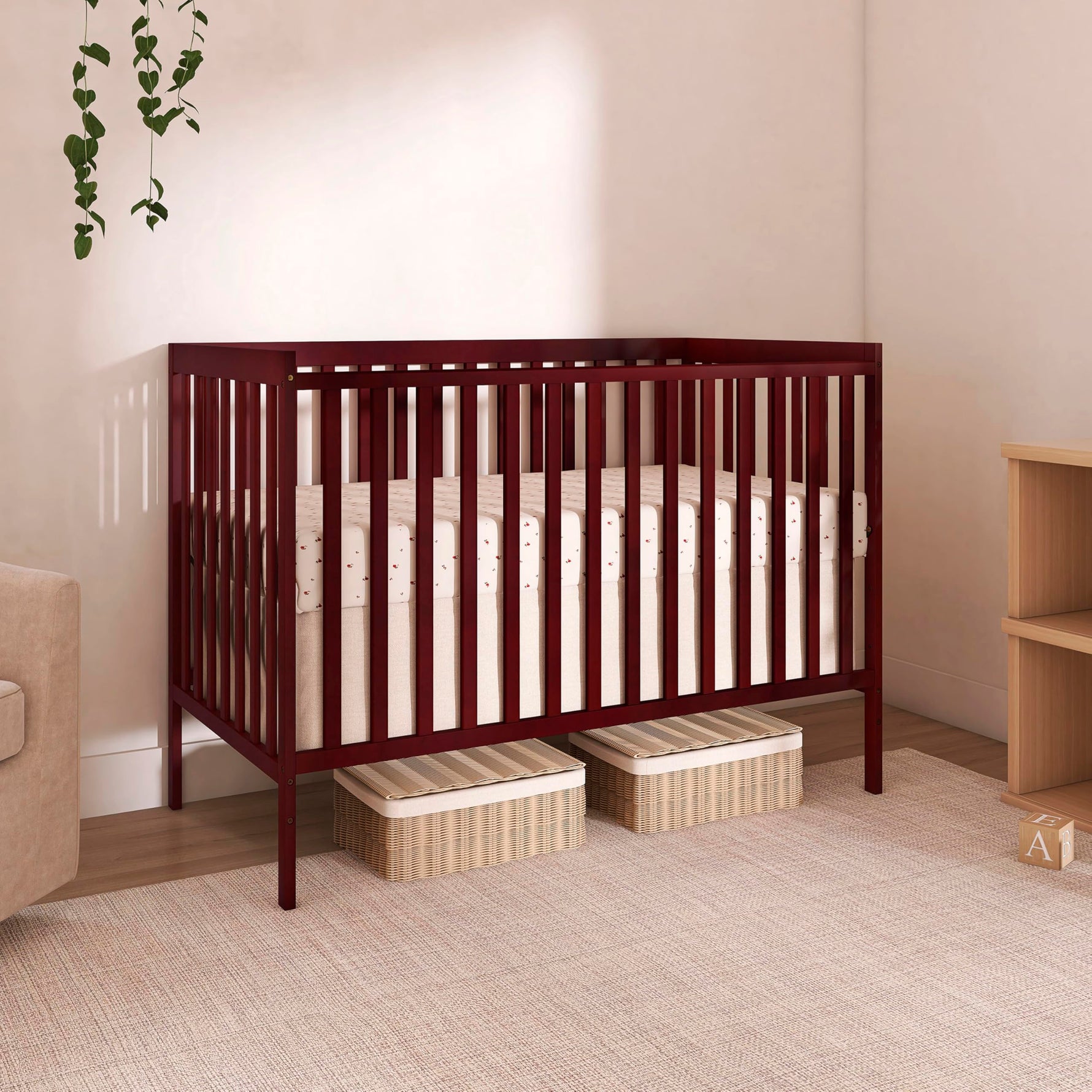 Dream On Me Synergy 5-in-1 Convertible Full-Size Baby Crib with Toddler, Day & Full Bed Conversion in White, GreenGuard Gold & BSA, 3 Mattress Heights, Sustainable Pinewood