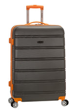 Rockland Melbourne Hardside Expandable Spinner Wheel Luggage, Checked Large 28", Black