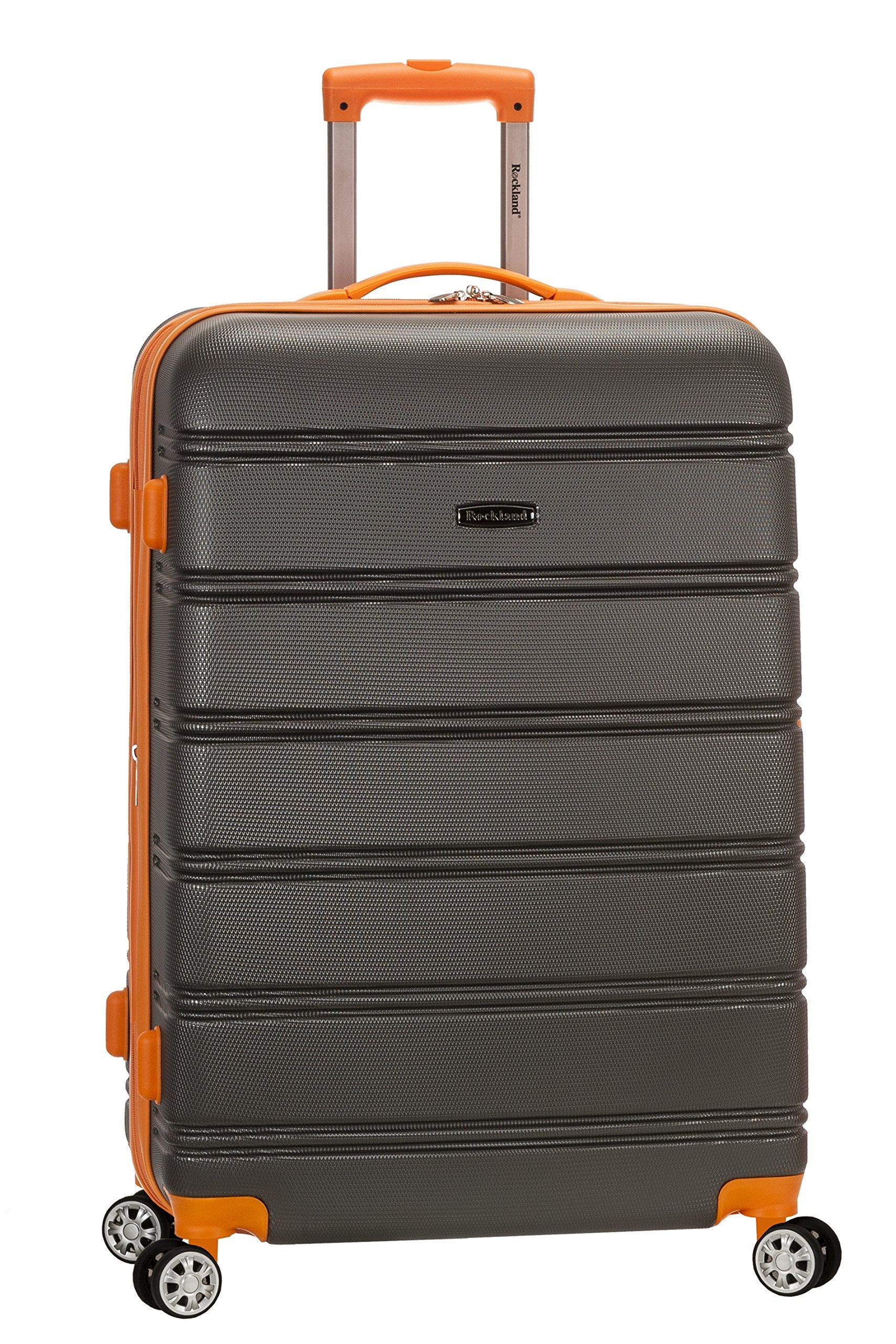 Rockland Melbourne Hardside Expandable Spinner Wheel Luggage, Checked Large 28", Black