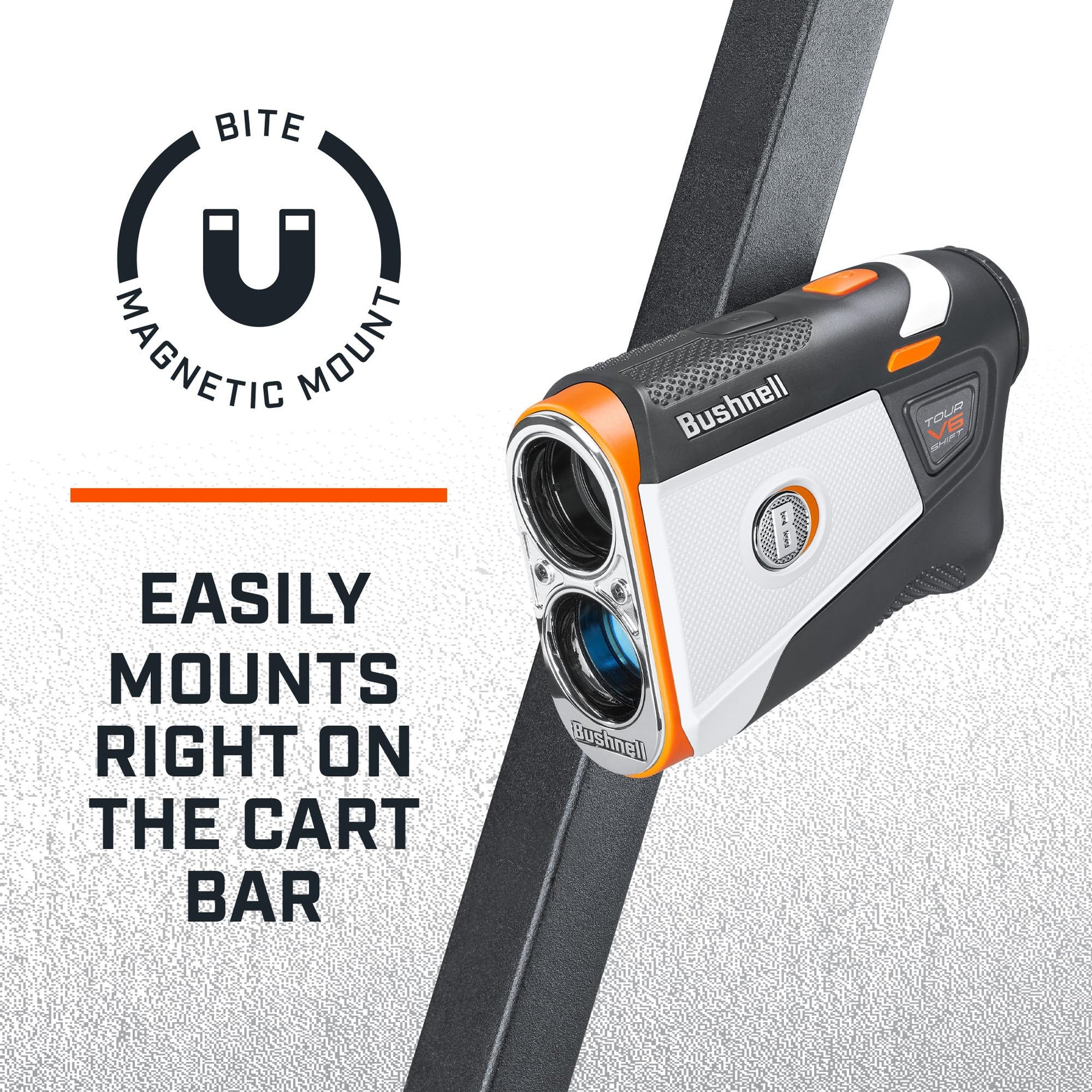 Bushnell Golf Tour V6 Shift Laser Rangefinder with Slope Compensation, 1300-Yard Range, Flag Lock Vibration, Magnetic Cart Mount, 6X Magnification, Waterproof – Tournament Legal