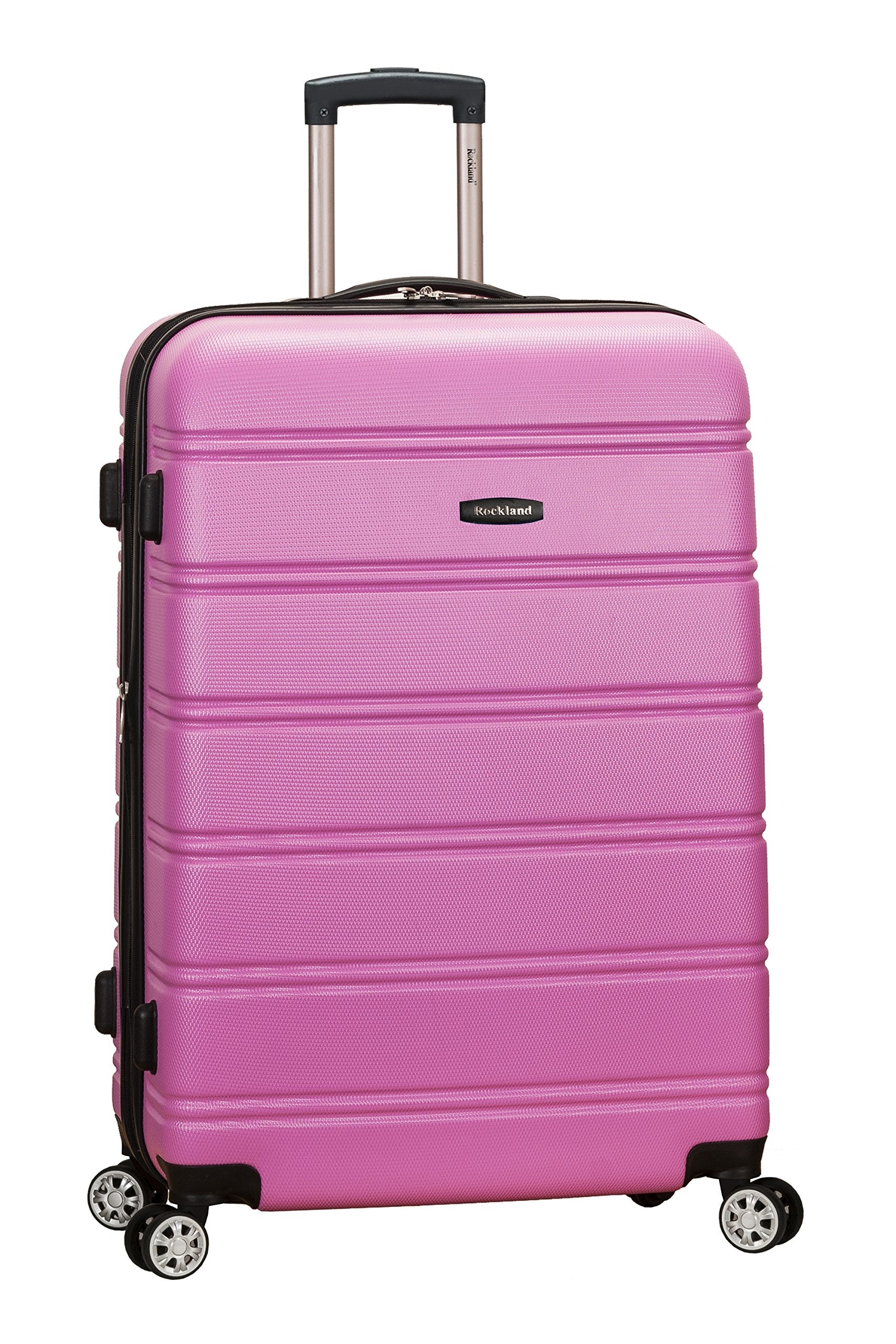Rockland Melbourne Hardside Expandable Spinner Wheel Luggage, Checked Large 28", Black