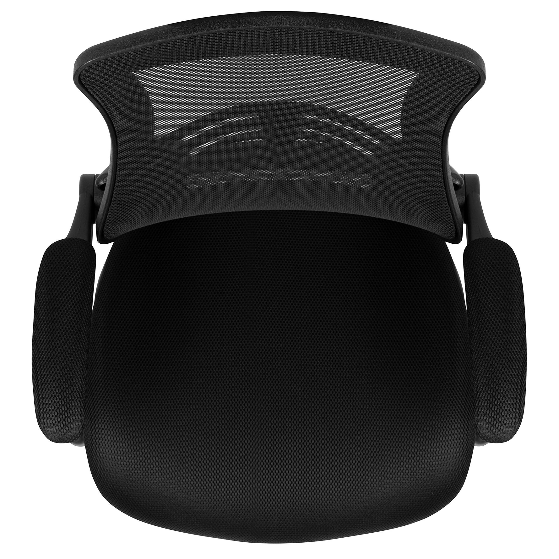 Flash Furniture Kelista Mid-Back Swivel Office Chair with Adjustable Seat Height, Ergonomic Mesh Desk Chair with Flip-Up Armrests, Black