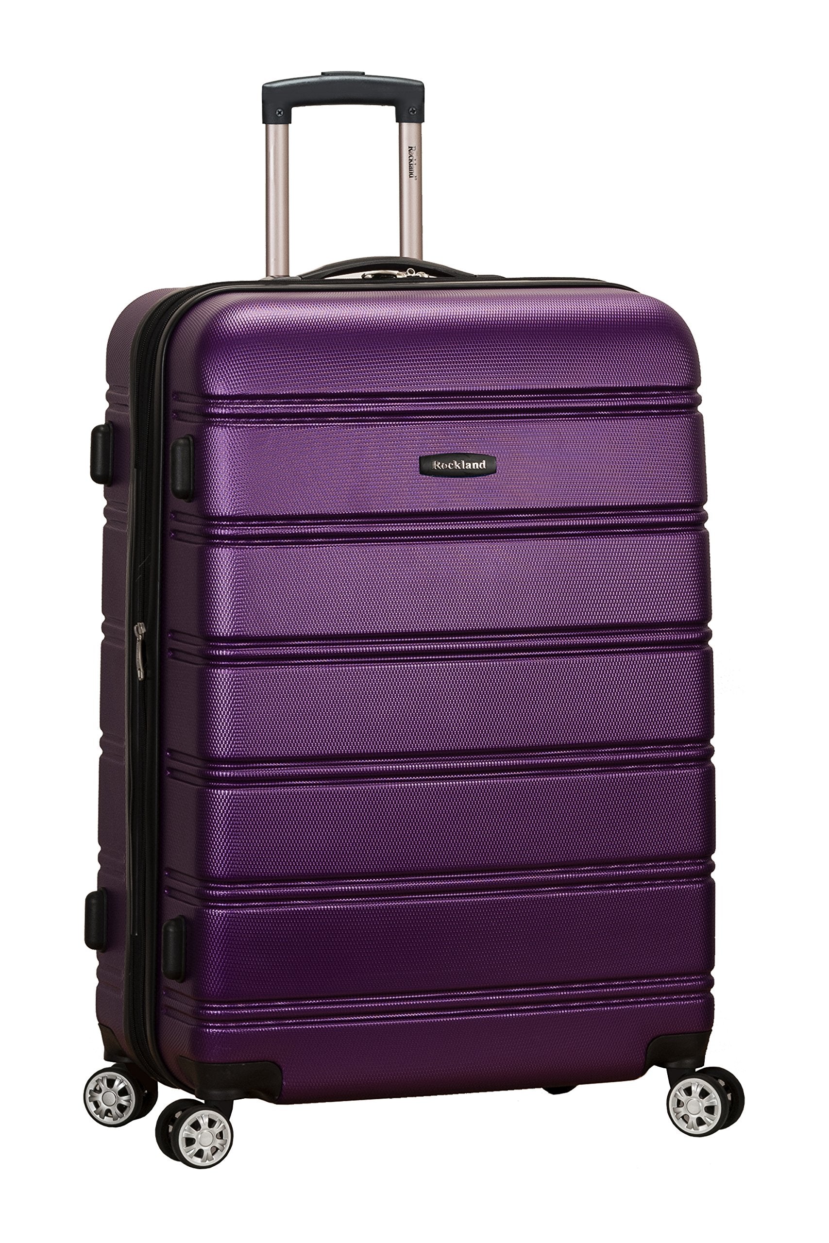 Rockland Melbourne Hardside Expandable Spinner Wheel Luggage, Checked Large 28", Black