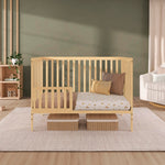 Dream On Me Synergy 5-in-1 Convertible Full-Size Baby Crib with Toddler, Day & Full Bed Conversion in White, GreenGuard Gold & BSA, 3 Mattress Heights, Sustainable Pinewood