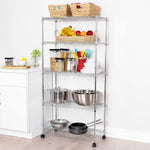 5-Tier Steel Wire Shelving, 30"W x 14"D x 61.5"H | Durable solid steel wire storage rack with adjustable shelves featuring 300 pounds per shelf weight capacity for home use