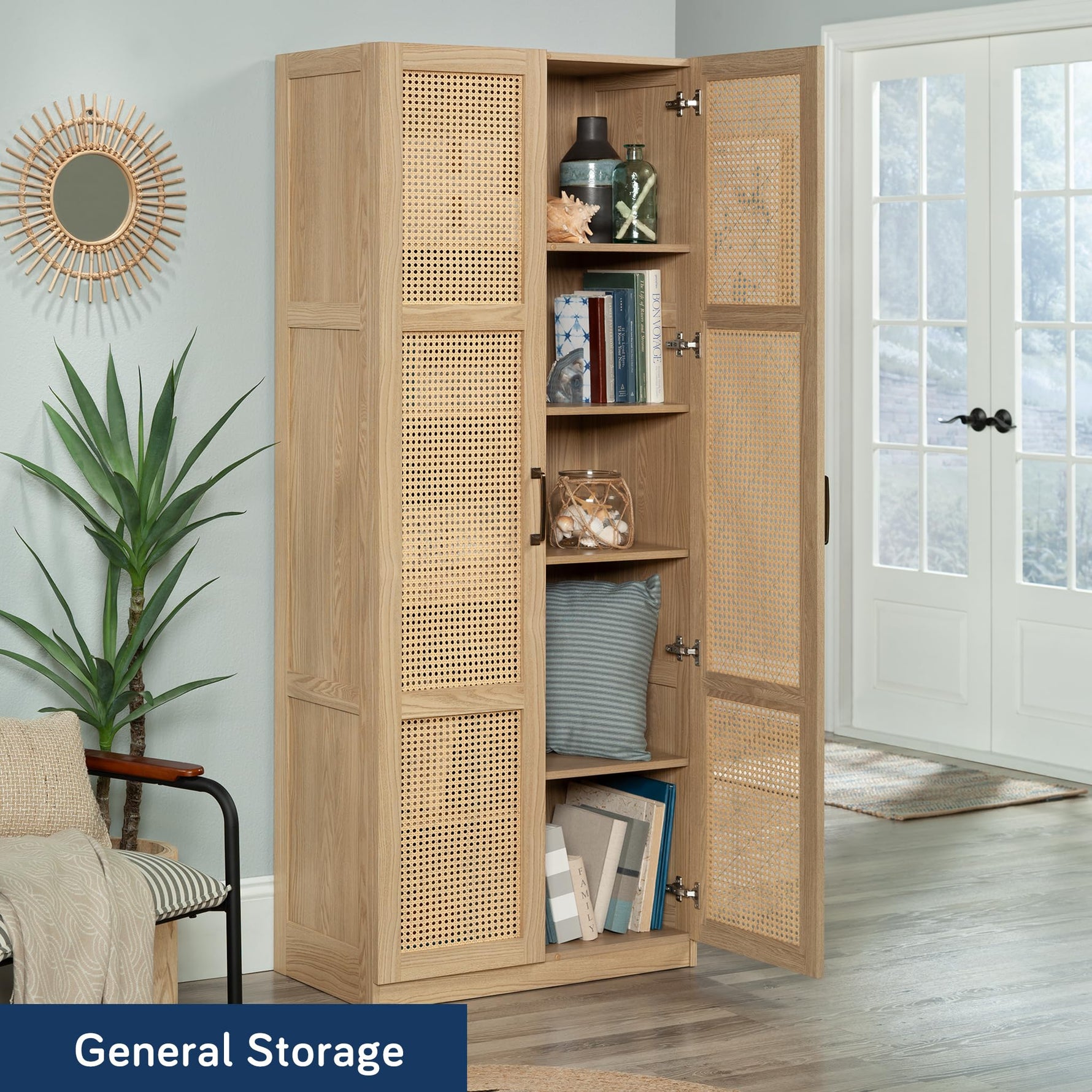 Sauder Select Storage Cabinet, Pantry Cabinet Kitchen Storage with Adjustable Shelves, Utility Room Storage Cabinet, in Reclaimed Pine