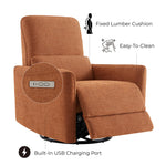 CHITA Power Recliner Chair Swivel Glider, FSC Certified Upholstered Living Room Nursery Reclining Sofa Chair with Lumbar Support, Linen