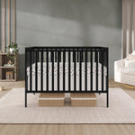 Dream On Me Synergy 5-in-1 Convertible Full-Size Baby Crib with Toddler, Day & Full Bed Conversion in White, GreenGuard Gold & BSA, 3 Mattress Heights, Sustainable Pinewood