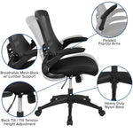 Flash Furniture Kelista Mid-Back Swivel Office Chair with Adjustable Seat Height, Ergonomic Mesh Desk Chair with Flip-Up Armrests, Black
