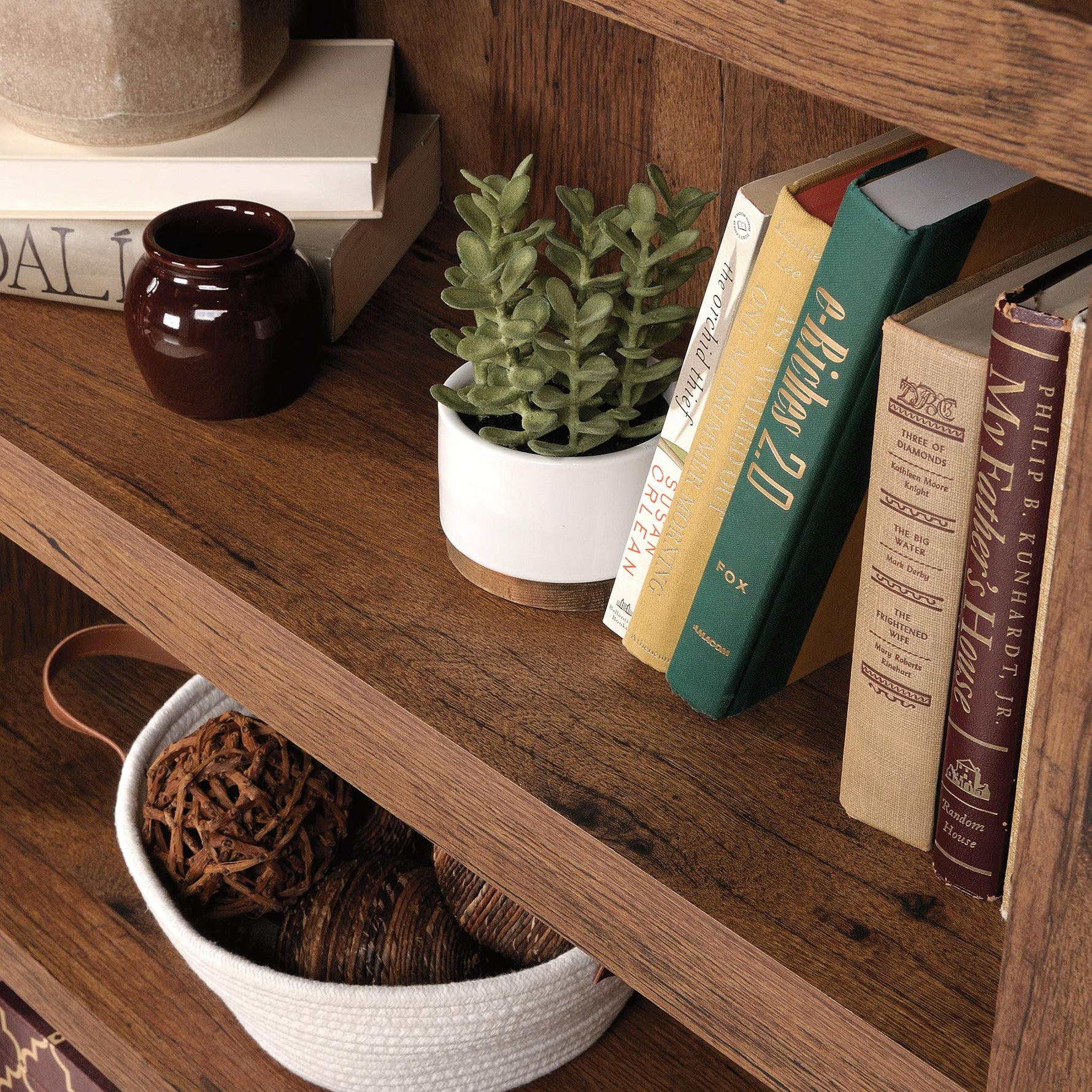 Sauder 5-Shelf Split Bookcase/ Book shelf, Oiled Oak finish