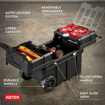 Keter Stack-n-Roll 3-Piece Rolling Tool Storage System – Includes Dolly, Tool Box & Deep Power Tool Case | Modular Mobile Tool Organizer | Stackable Design for Garage, Jobsite & Workshop