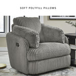 Signature Design by Ashley Tie-Breaker Swivel Glider Recliner, 2 Bolster Pillows, Hidden Storage, Fabric Upholstery, 41.38" W x 40.25" D x 39.75" H, Light Gray