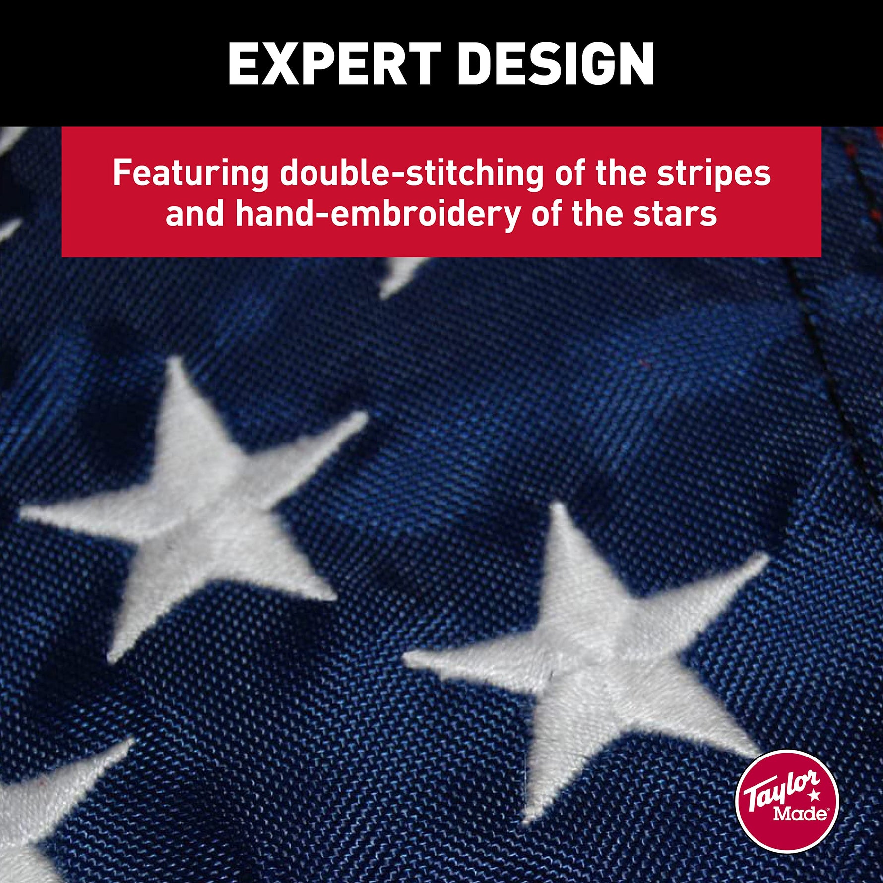 Taylor Made Sewn American Flag for Boats, 16" x 24", Marine-Grade Nylon, Fade Resistant, Brass Grommets, Embroidered Stars and Stripes, Flag only - 2020109195