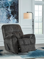 Signature Design by Ashley Skymaker Modern Faux Leather Manual Rocker Recliner with Track Arms, Dark Brown