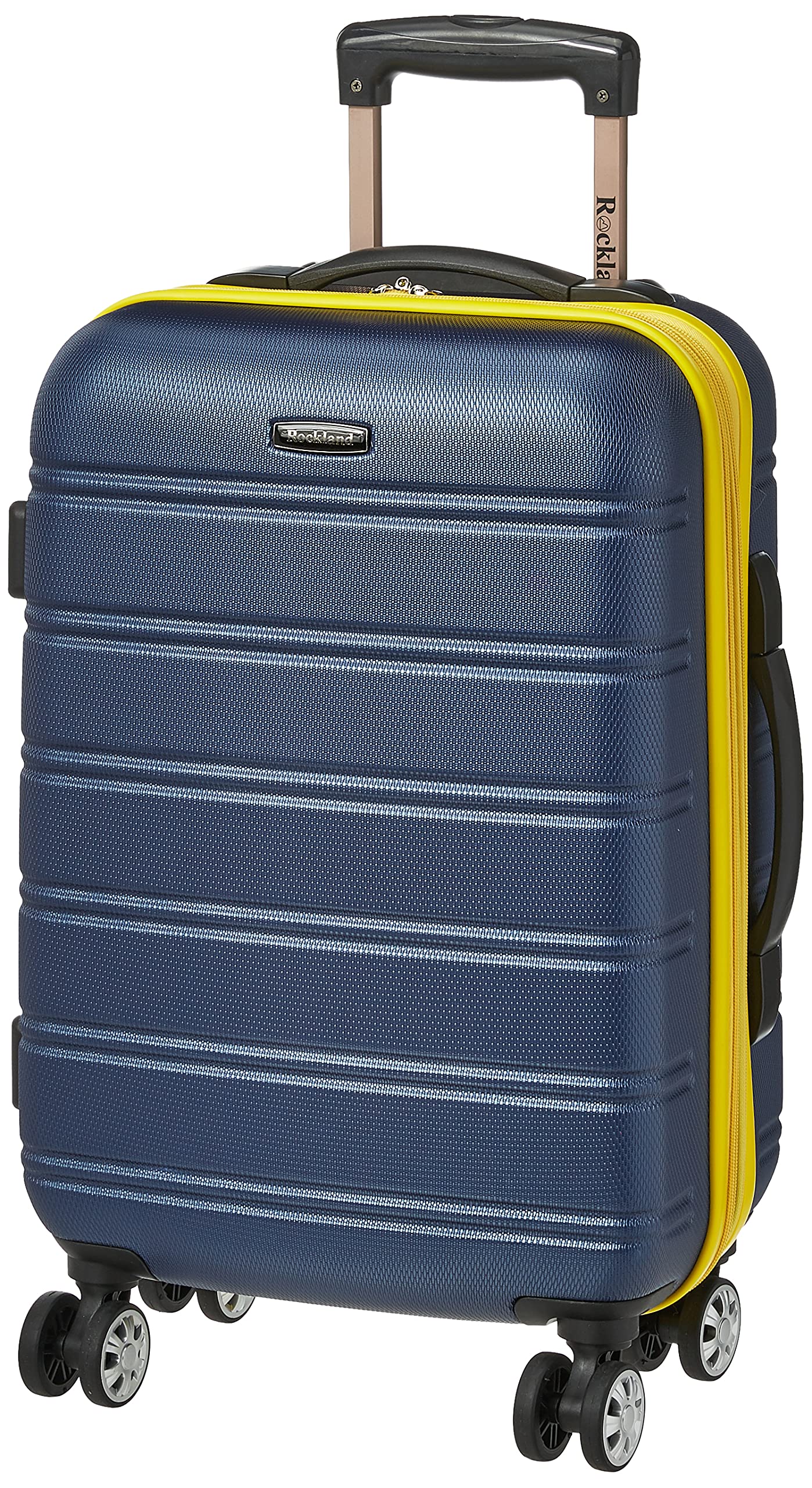 Rockland Melbourne Hardside Expandable Spinner Wheel Luggage, Checked Large 28", Black