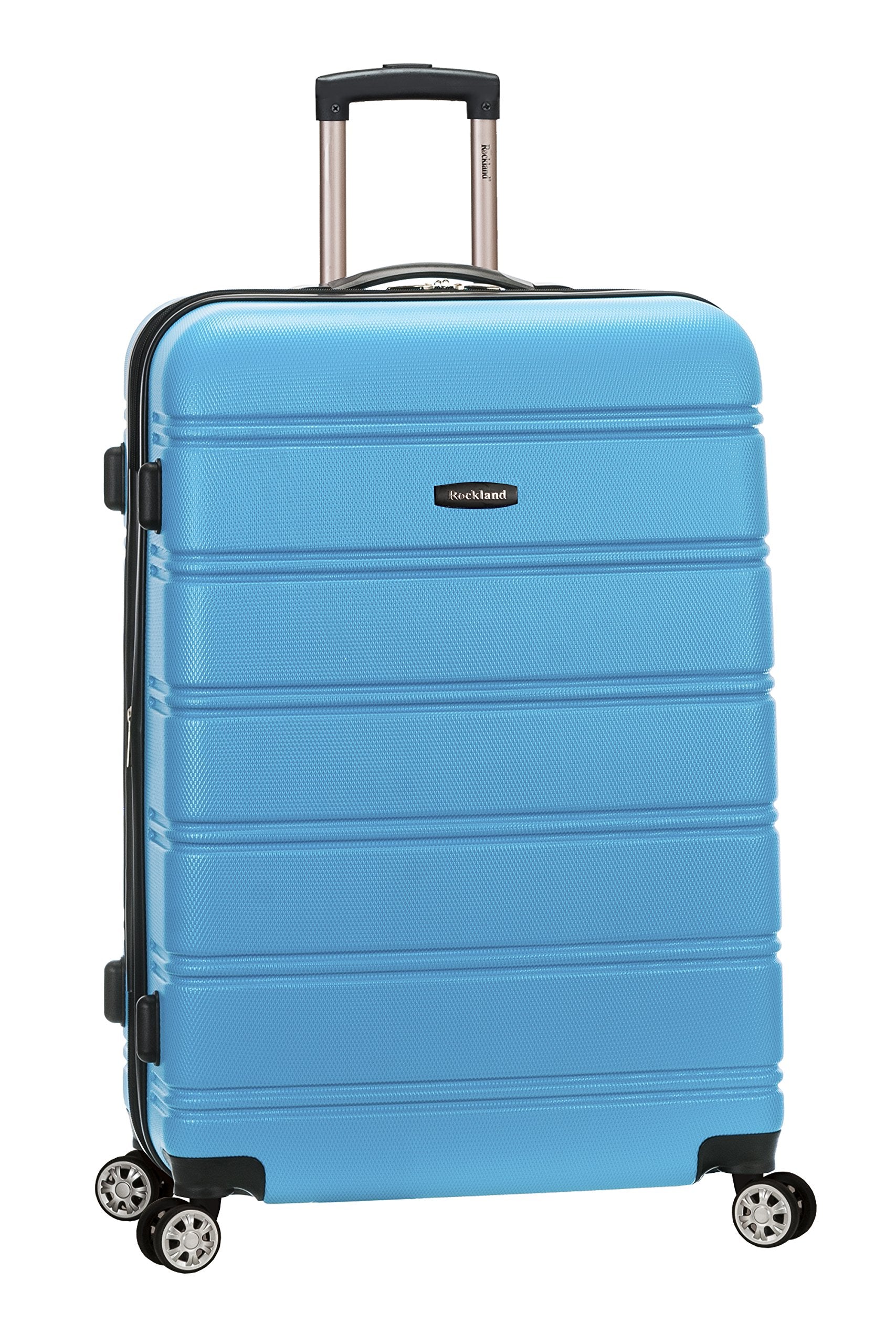 Rockland Melbourne Hardside Expandable Spinner Wheel Luggage, Checked Large 28", Black