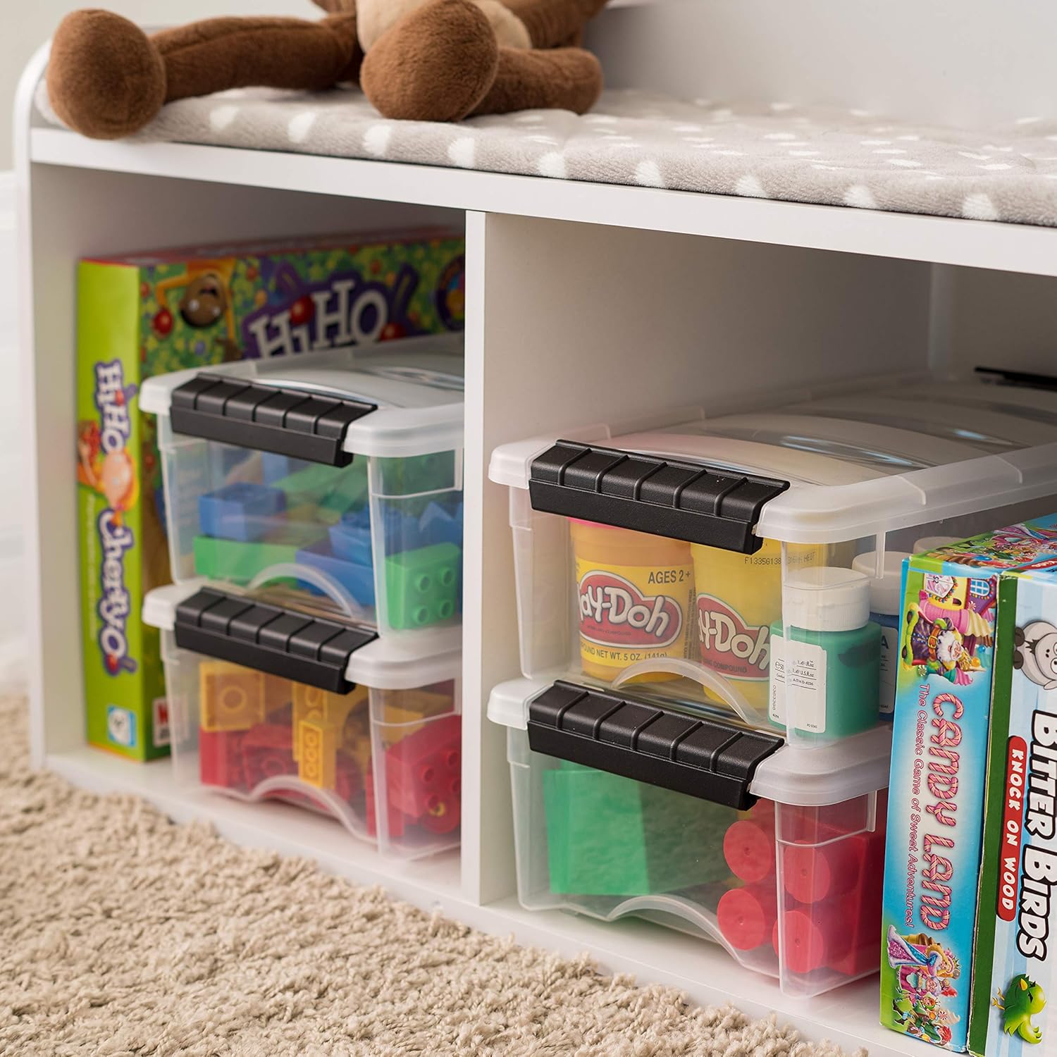 IRIS USA 6-Pack 6 Quart Storage Bins with Lids | Transparent design makes contents easy to find. Ideal for shoes, photos, documents, and small essentials. Nestable design