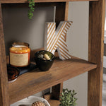 Sauder Ladder Bookshelf 5 Tier Trestle Ladder Shelf Wooden Bookcase, in Jamocha Wood