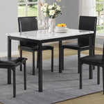 Roundhill Furniture Noyes Metal Dining Table with Laminated Faux Marble Top, Off-White