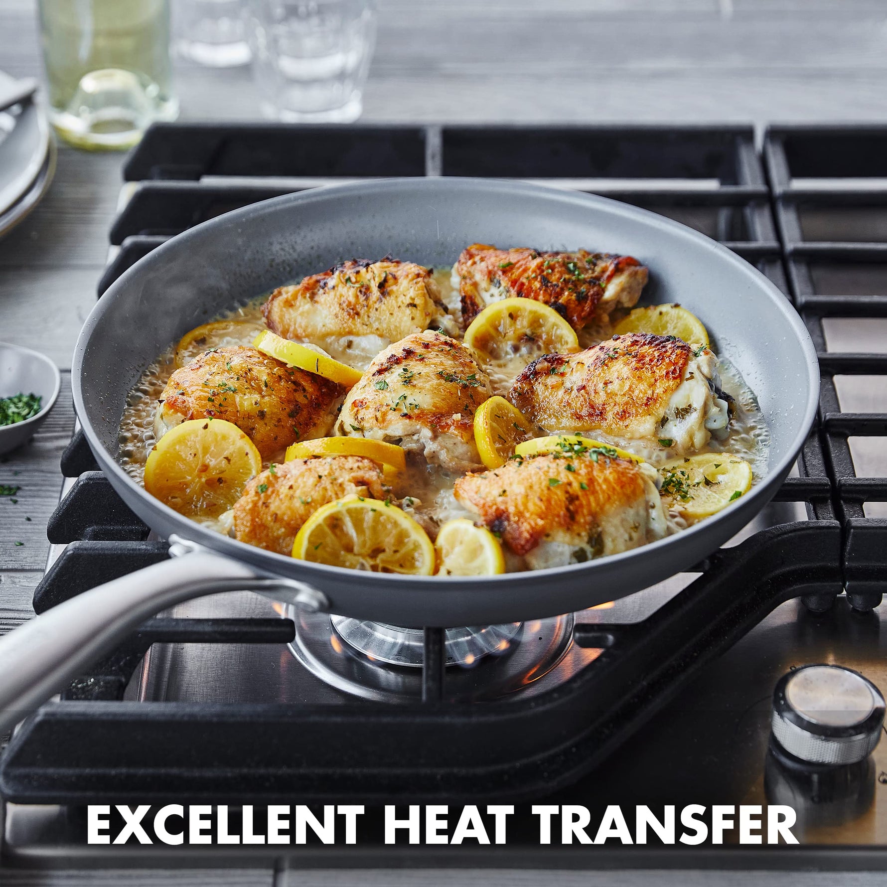 GreenPan Lima Hard Anodized 8" 10" & 12" Frying Pan Skillet Set, Ceramic Nonstick, PFAS-Free Nontoxic Pots & Pans, Oven & Broiler Safe, Stainless Steel Handles, Cookware for Eggs & Omelet, Gray