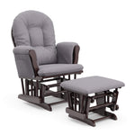 Storkcraft Premium Hoop Glider & Ottoman (Espresso with Beige) — GREENGUARD Gold Certified, Solid Wood Craftsmanship, Convenient Storage Pockets, Glider Rocking Chair for Nursery, Multi-Award-Winning
