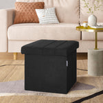 Seville Classics Cushioned Fabric Ottoman Hidden Storage Chest Footrest Chair, Padded Seat for Bedroom, Dorm, Loft, Living Room, Entryway, Hallway, Blue Velvet, 30" Bench