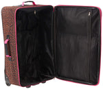 Rockland Vara Softside 3 Piece Upright Luggage Set, Expandable, (20"/28"/22" Rolling Duffel), Pink Leopard