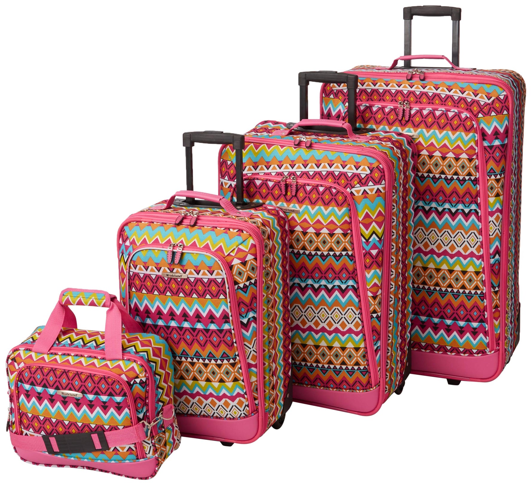 Rockland Fashion Softside 2 Piece Luggage Set, Expandable, (14" Tote/19" Upright), Purple