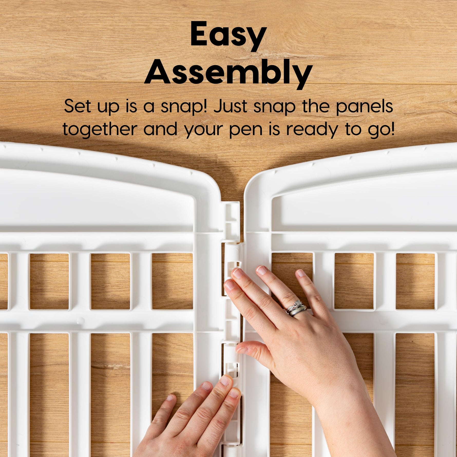 IRIS USA Dog Playpen with Door, 24” 4 Panel Pet Exercise Pen – Indoor Outdoor Puppy Play Pen, Portable Plastic Pet Fence for Small Medium Dogs, Foldable 35” x 35” x 24”, White